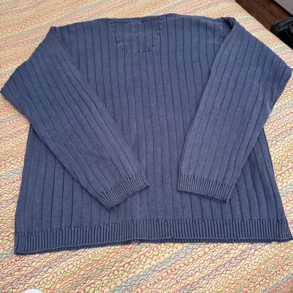 Izod Jeans Blue Ribbed Crewneck Sweater 100% Cotton Size Large - Picture 4 of 10